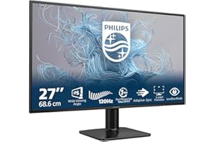 Philips 27E1N1200A - Moniteur Full HD 27 Pouces, 120 Hz, Adaptive Sync., Haut-parleurs (1920x1080, 1x D-Sub, 1x HDMI 1.4, 1x DisplayPort 1.2) Noir