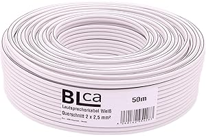 DCSK BLca 50m - 2 x 2.5mm² - Câble Audio pour Enceintes blanc - Câble HP haut-parleur en CCA Cuivre pour HiFi et Hi-Fi Embarquée 2 5mm2