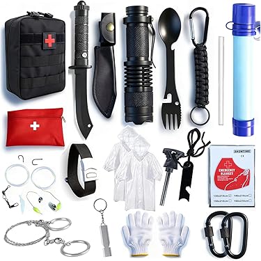 Kit de Survie d'Urgence, Multi Outil 13 en 1 Professionnel de Secours