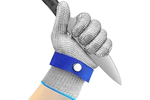 ORYIAH Guantes Anticorte Guantes de Trabajo Acero Inoxidable Guante de Trabajo de Seguridad Apto para Cortar Carne Y Abrir Ostras (S)