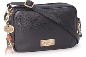 Catwalk Collection Handbags - Mała Damska Skórzana Torebka Crossbody - Torebka Listonoszka Kuferek - Regulowany Pasek na Ramię - Polly