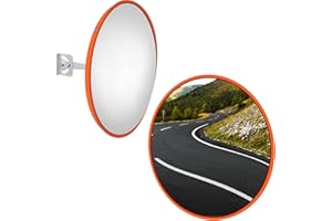 ANSIMIDA Convex Traffic Curved Safety Mirror Wide Angle 130° for Driveways, Warehouses, Garages and Offices, Black (Diameter 30cm/45cm/60cm, with Wall Bracket)