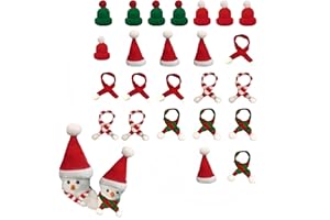 SDXCJY 24 pcs Christmas Knit Hats & Scarf Set Tree Ornaments, Santa Claus Cap Bottle Cap Decoration set for DIY Handmade Snowman Decoration, Gift Christmas Party