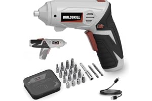 BUILDSKILL 4V Cordless Screw Driver Kit | 19 Pcs | 4 N.M. Torque | 250 RPM | Magnetic Chuck | 1.5AH Battery | Forward-Reverse | 2 position Handle Lock & LED Light | Type-C Charging cable included