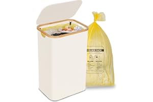 efluky Poubelle à sac jaune beige