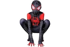 MODRYER Costume Spiderman Avengers Miles Morales Cosplay Combinaison unisexe super-héros pour Halloween fête costumée Lycra Spandex Zentai (enfants/S/110 cm, Miles Morales)