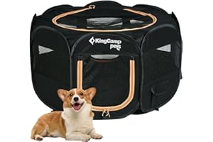 KingCamp Enclos Pliable pour Chien Chat Lapins Chaton Parc Chien Enclos Parc Chiot Respirant en Oxford Résistant à l'eau Niche Cage Portable Animaux pour Interieur Extérieur avec Sac de Transport