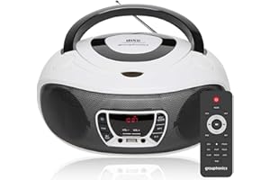 GROUPTRONICS DAB Radio With CD Player Digital Radio Mains Powered or Battery - Portable CD Player - FM Radio - Remote Control, USB & AUX IN for Smartphone & Tablet - White GTCDR-501DAB