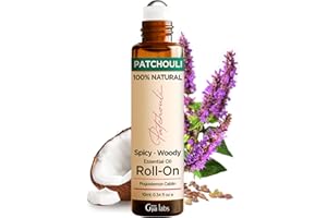 Gya Labs Patchouli Essential Oil Roll On, Patchouli Perfume Oil for Women
