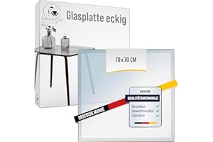 iomangio® Glasplatte Eckig 70 x 70 cm | transparente Tischplatte aus gehärtetem ESG-Sicherheitsglas | 6 mm dick – Ideal für DIY-Projekte, Glastische und als Kamin Glasplatte