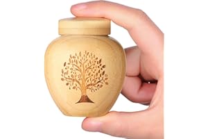 HOOMTREE Petite urne funéraire pour Cendres humaines en Bambou,Mini urnes de crémation pour Cendres d'animaux,urnes Souvenirs avec Motif Arbre de Vie pour Cendres de Chien ou de Chat