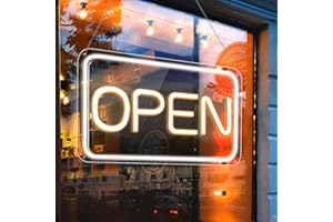 LightingWill LED Neon Open Sign, 16"x 9" Ultra Bright Open Signs for Business, Dimmable 5V USB Light Up Signs for Business Window, Coffee Shops, Stores, Restaurants Bars Hotel, Horizontal