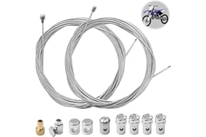 COALWOP 2 Stück 2m Motorrad Universal Seilzug Reparaturset mit Bowdenzug Gaszug Kupplungszug Schaltzug mit 9x Nippel Motorrad Universal Seilzug für Mofa Moped, Fahrrad, Roller