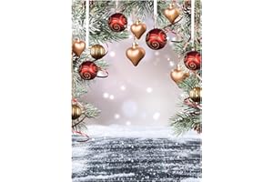 AIIKES 5x7FT Weihnachtshintergründe für Fotografie Weihnachtsbaumkugeln Fotografie Kulissen Vinyl Weihnachten Schnee Fotohintergrund Home Party Dekoration Photo Booth Studio Requisiten 11-346