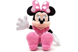 Disney Store Peluche Minnie Mouse de Taille Moyenne, 45 cm / 17", Personnage Iconique en Peluche en Robe Rose à Pois, nœud et caractéristiques emblématiques brodées, Convient à Tous Les âges.