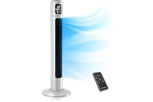 Brandson - Turmventilator mit Fernbedienung - Preisträger 2025 - Oszillation 60° - mobiler Lüfter - Standventilator - Säulenventilator - 96 cm - Ventilator mit 3 Geschwindigkeiten - GS - Lichtweiß