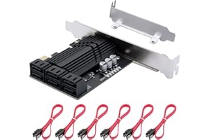 XDINGJIALA Píze de 6 Puertos SATA Card X1, Controlador SATA 3.0 SATA III Adaptador de Tarjeta de expansión (6 Gbps) con 6 Cables SATA y Soporte de bajo Perfil para Windows, Mac OS, Sistema Linux
