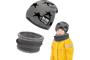DTXYBC Kinder Wintermütze und Schal Set, Kinder Winter Warm Beanie Mütze, mit Fleecefutter Mütze Schal Sets, Kinders Wintermütze für 5-15 Jahre Jungen Mädchen