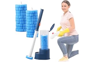 SYFUNLV Brosse Toilette jetable,Brosse Nettoyage Salle de Bain Brosse de Toilette 3 en 1 Base Bleue avec têtes de Recharge jetables 20 pièces,pour Toilette,Accessoire Tête de Brosse Ronde