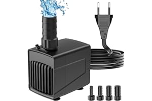GuKKK Mini Bomba de Agua, 45W/3000L/H Bomba Fuente de Agua para Acuario con 4 Boquillas, Altura máxima 2.5m,Bomba Agua Sumergible para Acuario, Pecera, Jardín, Estanque, Fuentes (45W)
