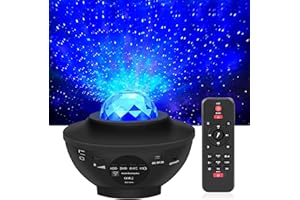 YABTF Projektor LED Gwiaździste Niebo z Pilotem, 3 w 1 Światło Galaktyki, Projektor Gwiazd z Głośnikiem Bluetooth/Ruchome Gwiazdy/360° Obracające Się Fale Oceanu dla Dzieci i Dorosłych, Imprezy Urodziny