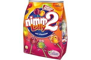 ‎NIMM2 LOLLY nimm2 Lolly – Fruchtige Lutscher in vier unterschiedlichengeschmackskombinationen zum Naschen für dieganze Familie – (1 x 200g Beutel)