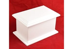 Butterflies Memorial UK Adult Large MDF Wood Casket Cremation Ashes Urn Box, Fully Personalised, White Wood (Without Engraving)