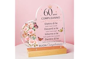 Vetbuosa 60 Anni Compleanno Donna, 60 Anni Regalo Compleanno 1963, Regalo Amica Compleanno, Ornamenti Decorativi Trasparenti, 60 Anni Regal Mama, Papa, Nonna, Sorella, Idee Regalo Amica Compleanno