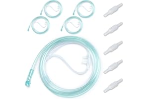 10 cánulas nasales de oxígeno, contiene 5 tubos nasales de 2 m para adultos y 5 conectores giratorios de manguera, suaves y resistentes a las torceduras, accesorios de alta calidad de BlessEase.