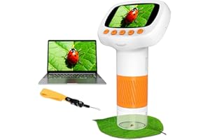 COOBEST Mikroskop für Kinder ab 3 Jahren, 1000X Tragbares Handmikroskop mit 2'' HD-Bildschirm, Digitales Edubini Taschen Mikroskop, Weihnachten Geburtstag Geschenke für Kinder (Orange)
