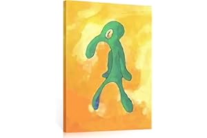 Bold And Brash Thaddäus Gemälde Bilder Leinwand für Schlafzimmer, Lustige Squidward Painting Poster Bild mit Rahmen Wohnzimmer Badezimmer Deko, Wasserfest, Fertig zum Aufhängen 40x50cm