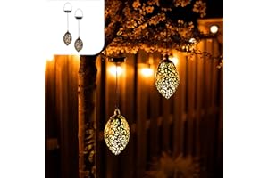 Gadgy latarnia ogrodowa orientalna | zestaw 2 lamp wiszących | solarna lampa ogrodowa metalowa zewnętrzna | IP44 wodoodporna | 20 x 10 cm.