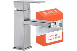 SOVICA Mitigeur lavabo acier inoxydable eau chaude et froide avec 2 flexibles inclus robinet lavabo robinets de lavabo pour salle de bain