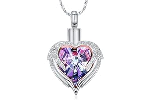 Minicremation Biżuteria kremacyjna ze stali nierdzewnej skrzydło anioła serce urna naszyjnik na prochy dla kobiet pamiątka ludzkie prochy wisiorek