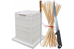 ANTECH CUBO per ARROSTICINI 81 fori con coltello e 100 stecconi per la Migliore e Facile Produzione di Arrosticini, Spiedini Carne, Pesce, Frutta, Kebab, Barbecue SOUVLAKY