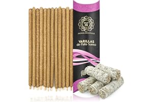 MUT22 12 Bastoncini di Incenso di Palo Santo Artigianali con Salvia Bianca, di Origine Peruviana, Lunga Durata 90 Minuti