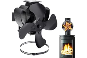 COMBIUBIU 4 Blätter Kaminventilator Mit Klemme,Ofenventilator umweltfreundlich am Schornstein,Ventilator für Kaminofen für Holzofen/Brennholz/Feuerstelle/Ofenrohr