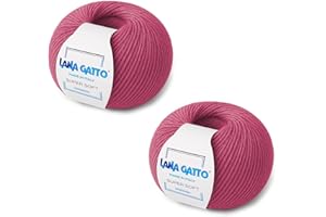 KALAPANTA Ovillos, 100% Pura Lana Virgen Merino Extrafina de Lana Gatto, Made in Italy. Línea Super Soft, 100 g. 250 mt, (Rosa, 2)