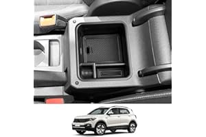 CDEFG Compatibile con VW T-Cross 2018-2024 2025 Vano Portaoggetti da Bracciolo, Scatola di Controllo Centrale Scatola del T Cross Bracciolo Scatola di Immagazzinaggio T Cross Accessori (Nero)