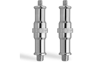2 Pcs Light Stand Adapter, Spigot Stud 1/4" to 3/8" Metal Male Convertor Threaded Screw Adapter for Studio Light Stand, Camera Tripod Mount, Hotshoe/Coldshoe, Ballhead Frgyee