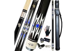 Tai ba cues 2-teiliger Billard-Queuestab + Hartschalenkoffer, 13 mm Spitze, 147,3 cm, Hartholz, kanadischer Ahorn, professioneller Billard-Queuestab 18,19,20,21,22 g (wählbar), blau, schwarz, rot, grau, grün