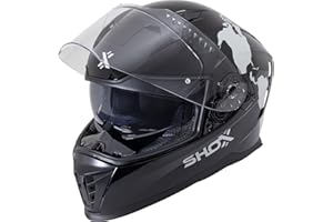 SHOX HELMETS Shox Eclipse Atlas Motorcycle Helmet ECE 22.06 Approved Full Face Street Sport Touring Motorbike Bike Riding Scooter Moped Protective Crash Lid