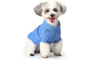 7CDXD Dog Jumpers, Dog Jumpers Small, Dog Sweater, Puppy Jumpers For Small Dogs, Dog Clothes for Puppy Yorkie Chihuahua Warm Sweater Winter Clothes（S Back Length:10"/Blue)