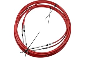 Motoforti 2pcs 20ft 236 Inch Throttle Shift Remote Control Box Cable Red