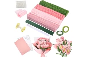 TOKINCEN Pipe Cleaners DIY Craft Set for Tulip Bouquets, 400pcs Colourful in 4 Colours - Suitable for Gifts, Parent-Child Activity, Holiday and Home Decorations