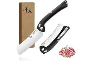 SENBON Couteau de chef pliable 440 Sharp G10 Poignée Couteau de cuisine Camping Outdoor Back Clip Portable Couteau à fruits, YPG10-1