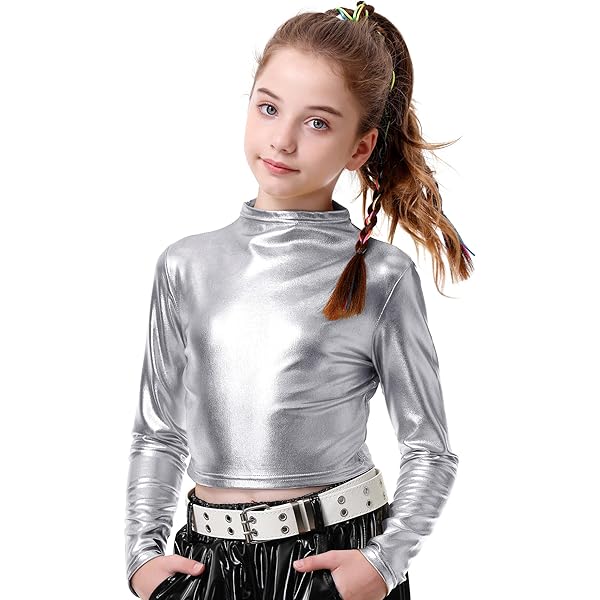 Jhaoyu Filles Métallique Col Roulé Sans Manches Débardeurs