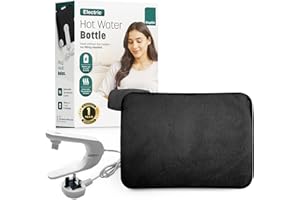 KEPLIN Rechargeable Electric Hot Water Bottle Soft & Cosy Bed, Hand & Body Warmer - Fast Heating, Auto-Shut Off Function, Over-Heat Protection & No Refill Heat Pad - 1 Year Warranty (Black)