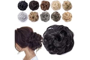 ‎TESS TESS Haarteil Dutt Dunkelbraun Haargummi mit Haaren Gewellt Dicke Haarknoten Hochsteckfrisuren günstig Haarverlängerung Extensions für Frauen 40g