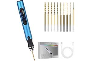 Handbohrer Elektrisch, Vankarr 3-Gang DIY Bohrer Wiederaufladbare Bohrmaschine mit 10 Bohrer, für Modellbau, Holz, Harz Schmuckherstellung Kunststoff Leiterplatte, Blau